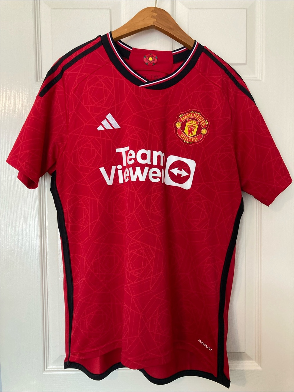 Manchester United adidas Red and Black Soccer Home Jersey. Varna go